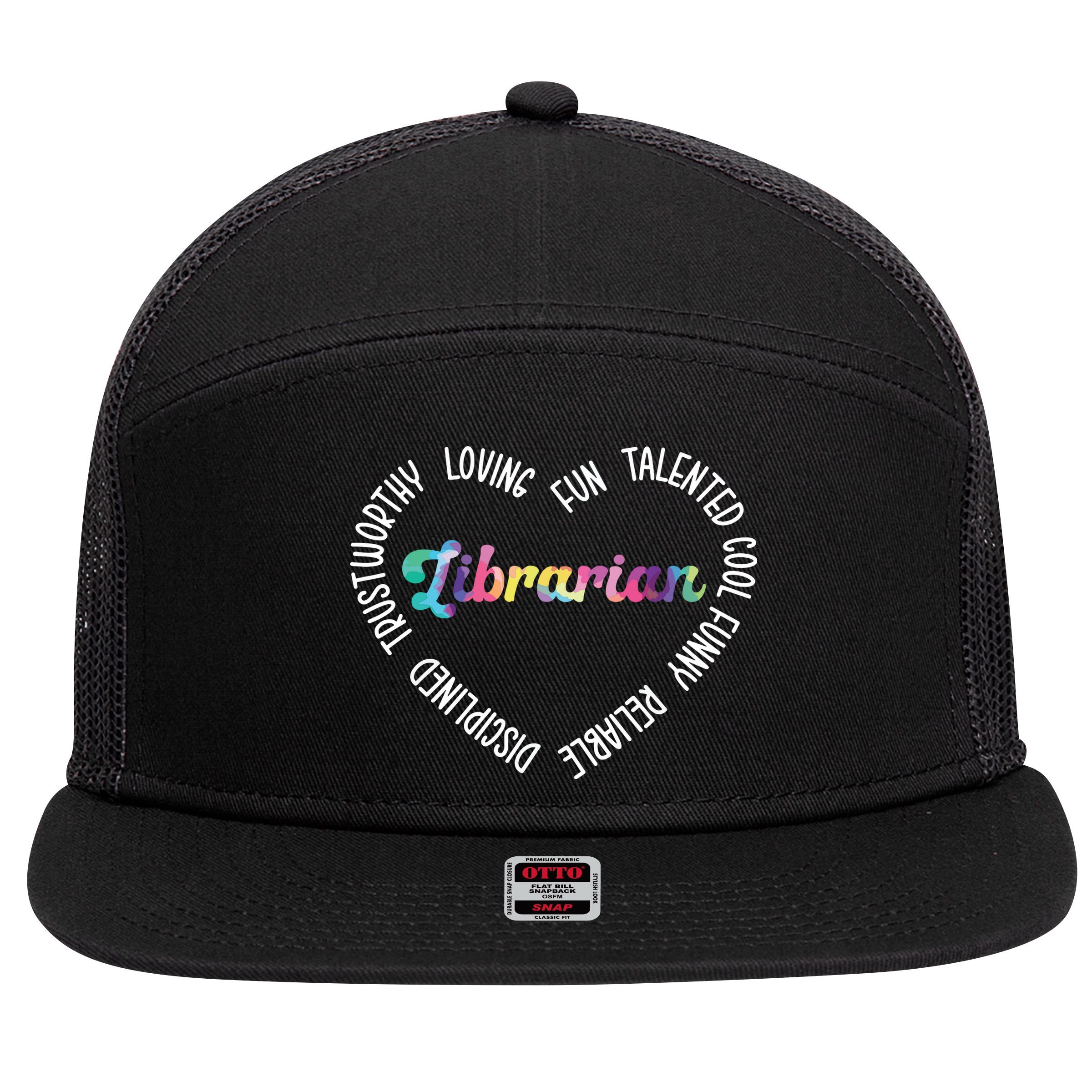 Librarian Librarian Funny 7 Panel Mesh Trucker Snapback Hat