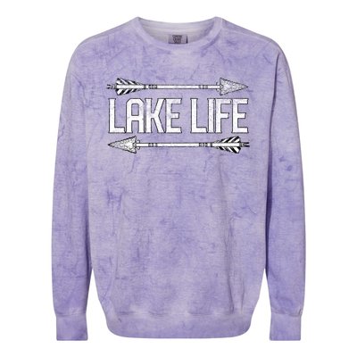 Lake Life Fishing Boating Sailing Funny Outdoor Gift Mom Dad Cool Gift Colorblast Crewneck Sweatshirt