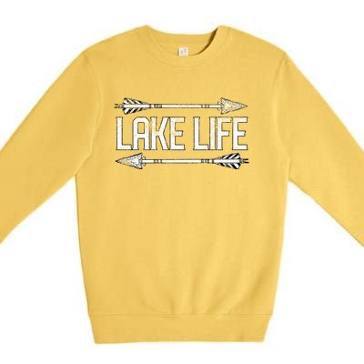 Lake Life Fishing Boating Sailing Funny Outdoor Gift Mom Dad Cool Gift Premium Crewneck Sweatshirt