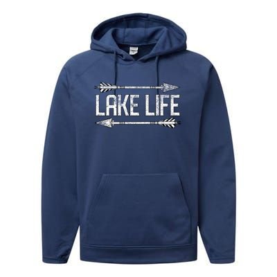 Lake Life Fishing Boating Sailing Funny Outdoor Gift Mom Dad Cool Gift Performance Fleece Hoodie