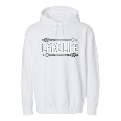 Lake Life Fishing Boating Sailing Funny Outdoor Gift Mom Dad Cool Gift Garment-Dyed Fleece Hoodie