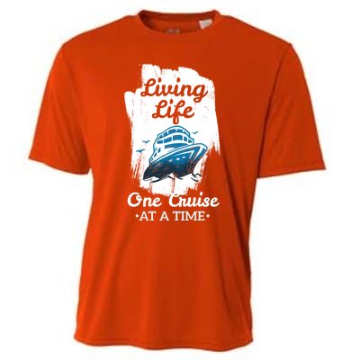 Living Life Funny Cruise Ship Vacation Family Great Gift Cooling Performance Crew T-Shirt