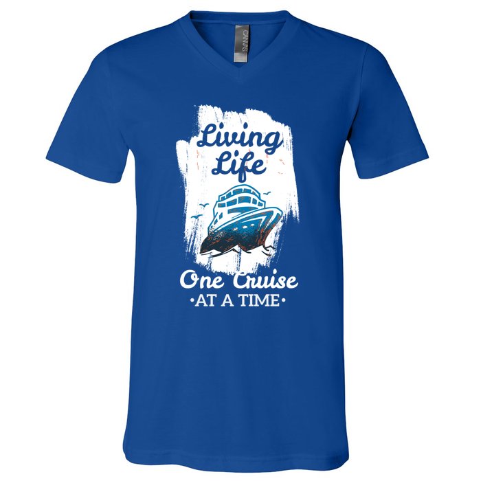 Living Life Funny Cruise Ship Vacation Family Great Gift V-Neck T-Shirt