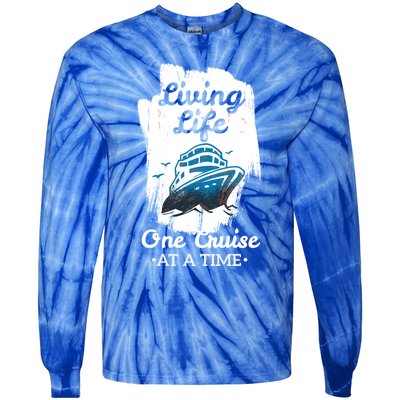 Living Life Funny Cruise Ship Vacation Family Great Gift Tie-Dye Long Sleeve Shirt