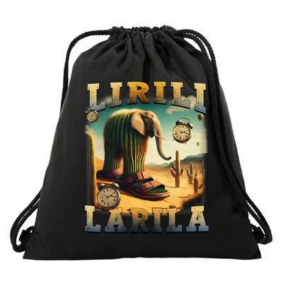 Lirili Larila Funny Italian Brainrot Meme Cactus Elephant Drawstring Bag