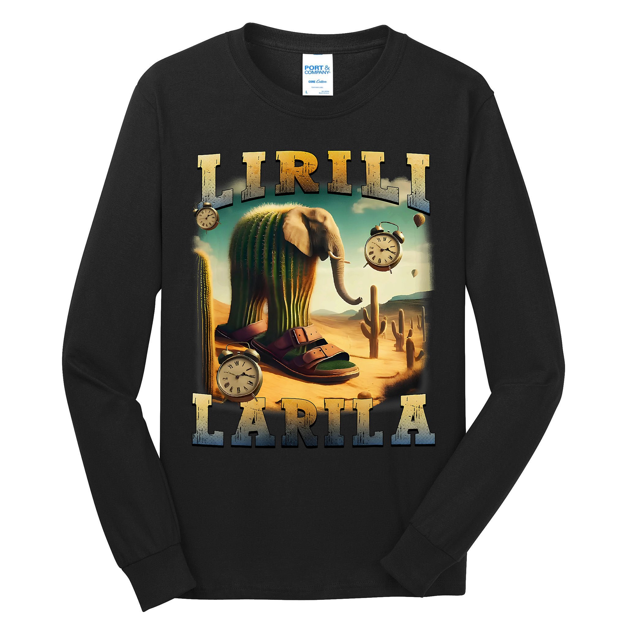 Lirili Larila Funny Italian Brainrot Meme Cactus Elephant Tall Long Sleeve T-Shirt