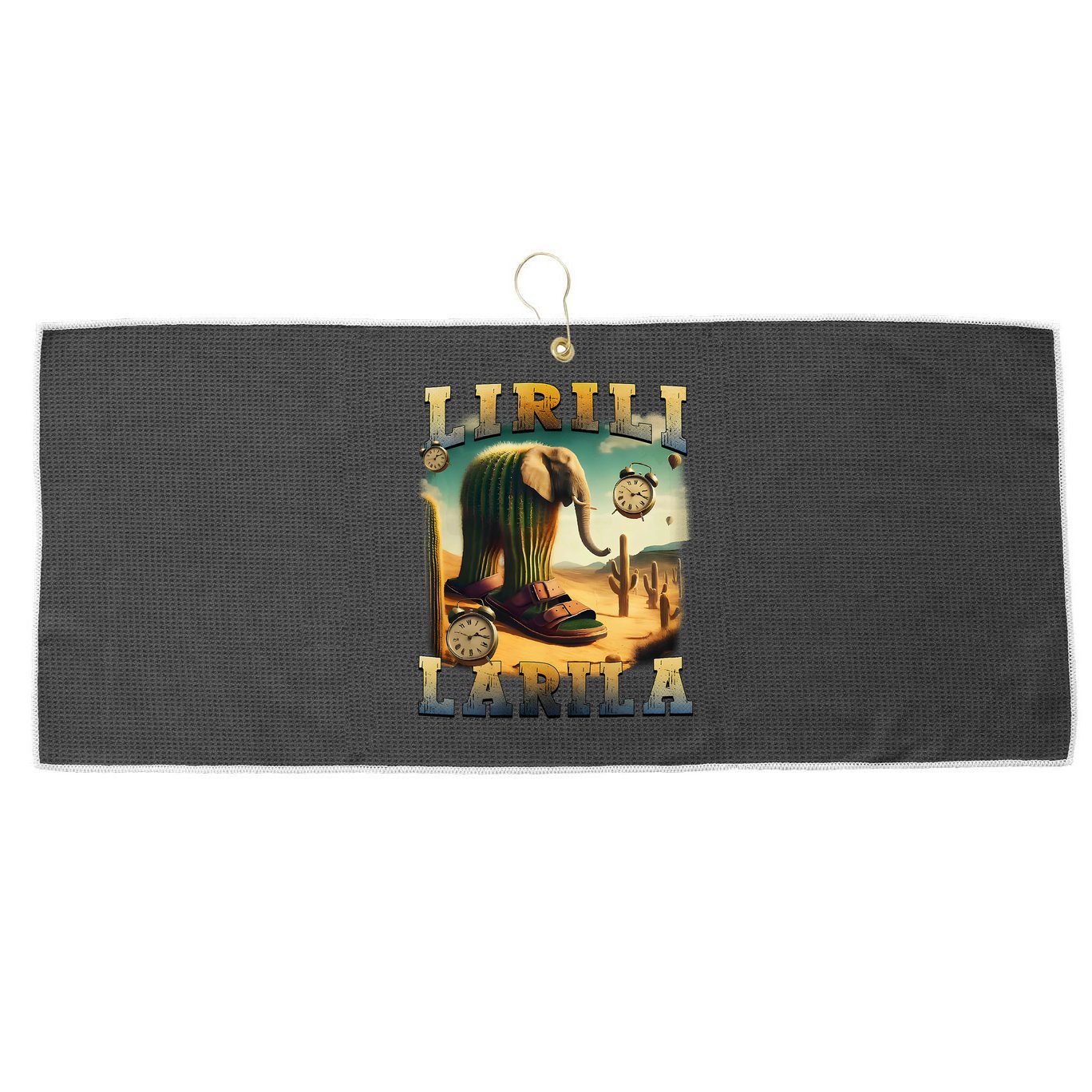Lirili Larila Funny Italian Brainrot Meme Cactus Elephant Large Microfiber Waffle Golf Towel