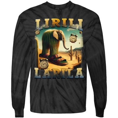 Lirili Larila Funny Italian Brainrot Meme Cactus Elephant Tie-Dye Long Sleeve Shirt