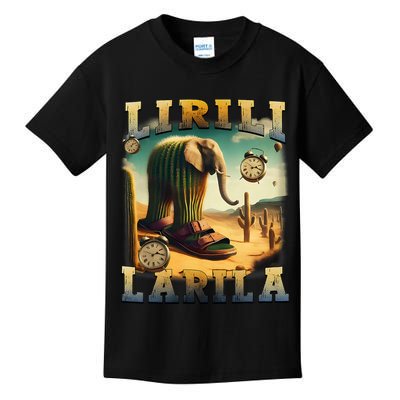 Lirili Larila Funny Italian Brainrot Meme Cactus Elephant Kids T-Shirt