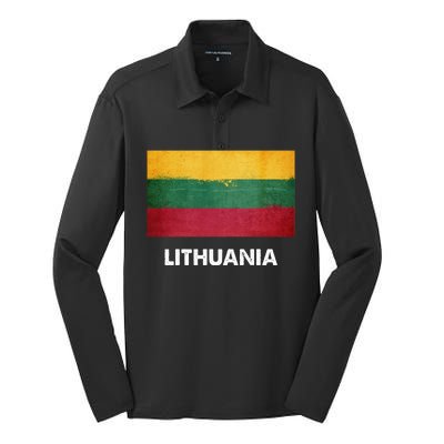 Lithuanian Lithuania Flag Swea Silk Touch Performance Long Sleeve Polo