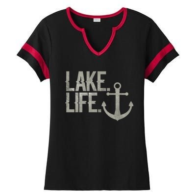 Lake Life Funny Gift Nautical Themed Anchor Hooded Funny Gift Ladies Halftime Notch Neck Tee