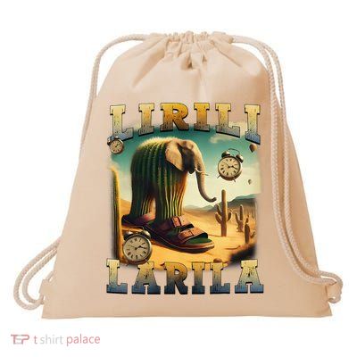 Lirili Larila Funny Italian Brainrot Meme Cactus Elephant  Drawstring Bag