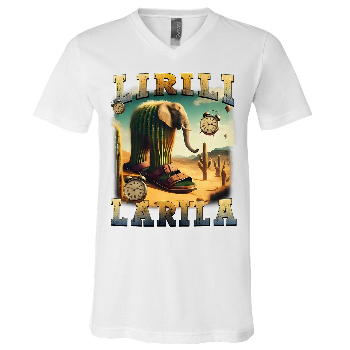 Lirili Larila Funny Italian Brainrot Meme Cactus Elephant  V-Neck T-Shirt