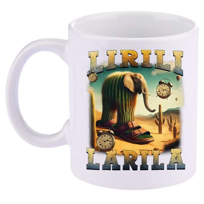 Lirili Larila Funny Italian Brainrot Meme Cactus Elephant  11oz C Handle Ceramic Mug