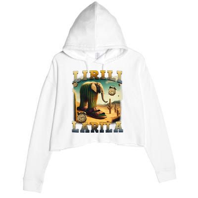 Lirili Larila Funny Italian Brainrot Meme Cactus Elephant  Crop Fleece Hoodie
