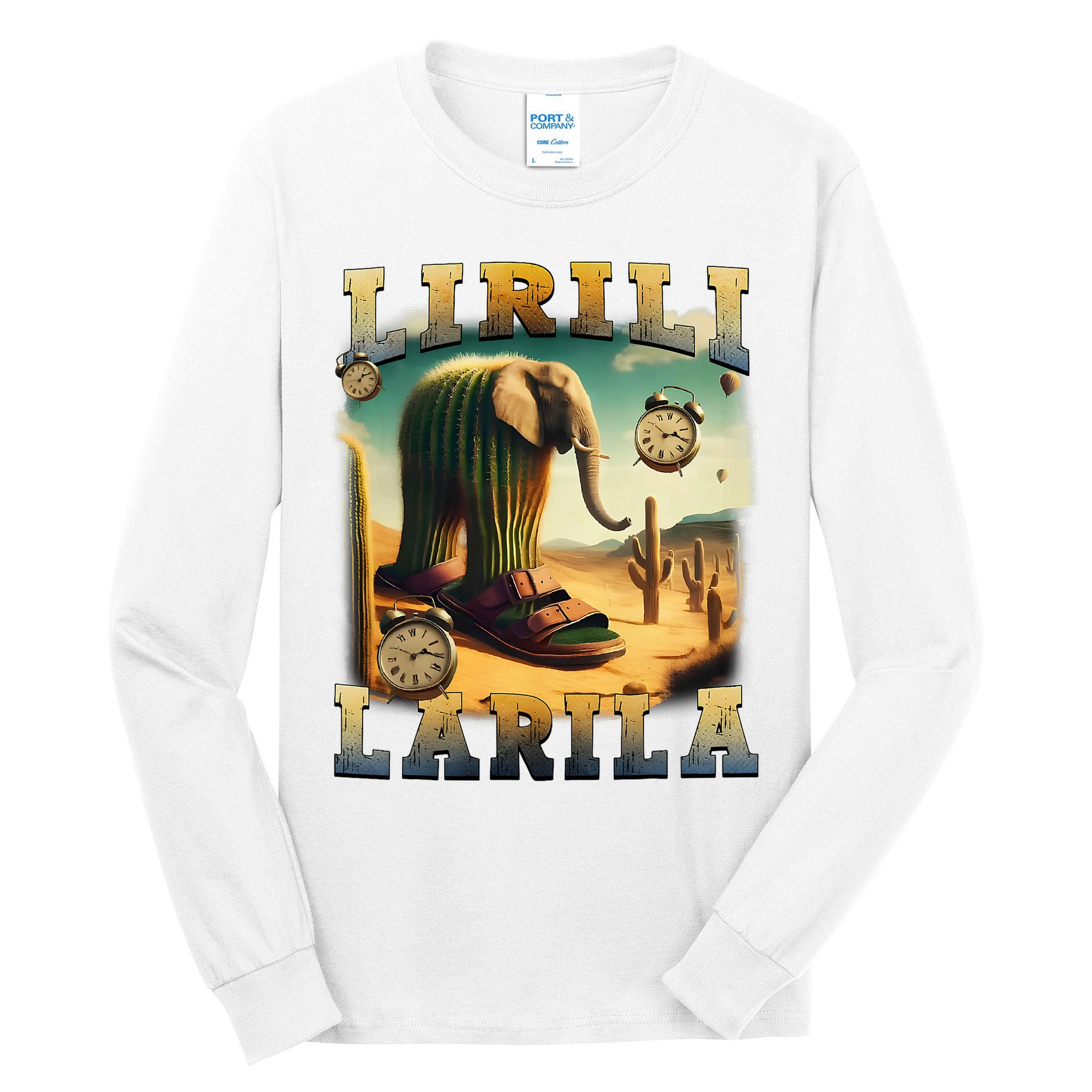 Lirili Larila Funny Italian Brainrot Meme Cactus Elephant  Tall Long Sleeve T-Shirt