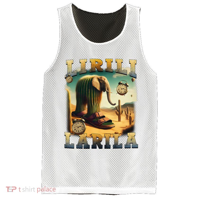 Lirili Larila Funny Italian Brainrot Meme Cactus Elephant  Mesh Reversible Basketball Jersey Tank