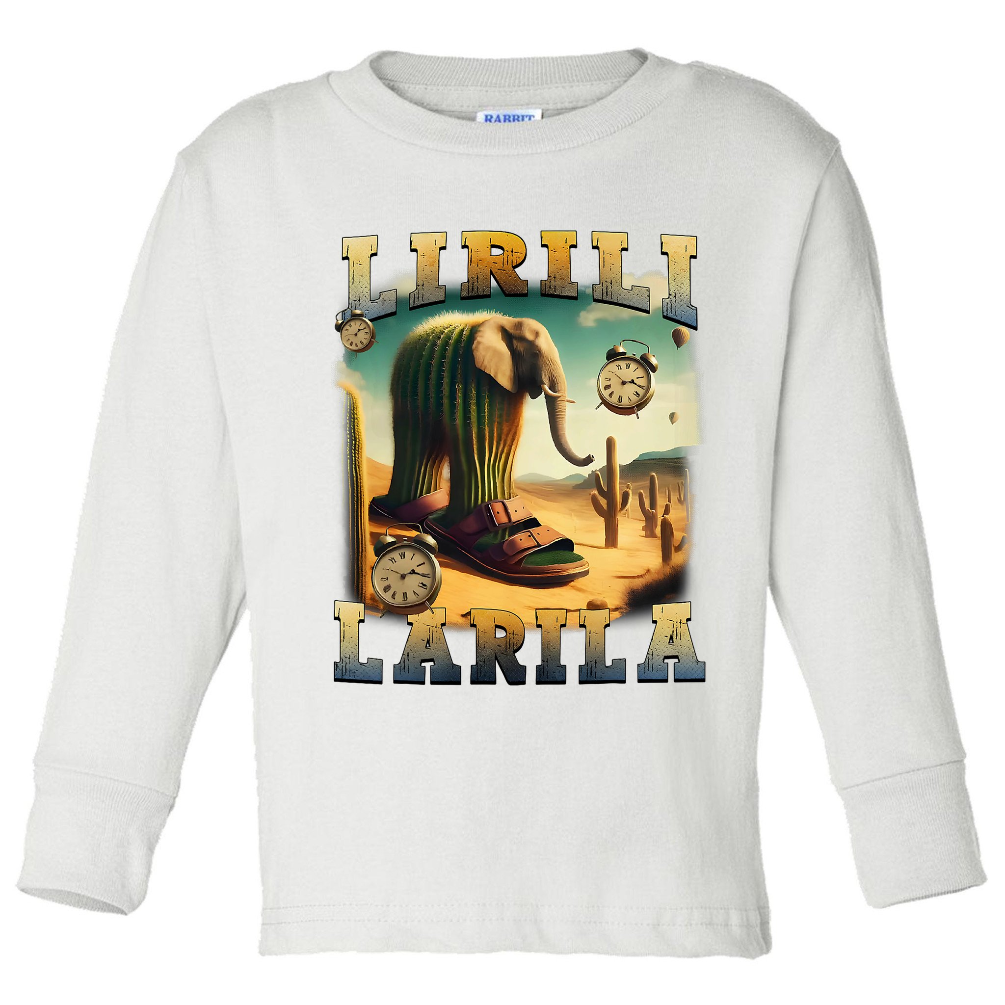 Lirili Larila Funny Italian Brainrot Meme Cactus Elephant  Toddler Long Sleeve Shirt