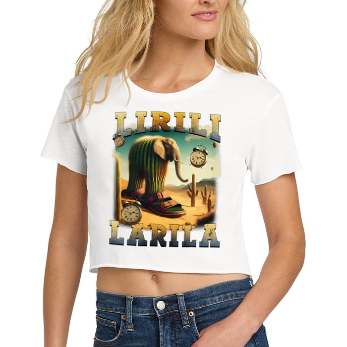 Lirili Larila Funny Italian Brainrot Meme Cactus Elephant  Women's Crop Top Tee