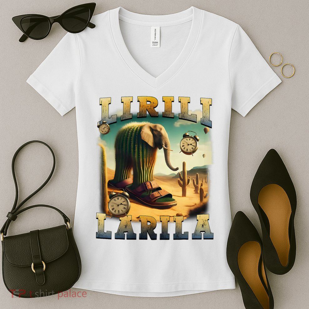 Lirili Larila Funny Italian Brainrot Meme Cactus Elephant  Women's V-Neck T-Shirt