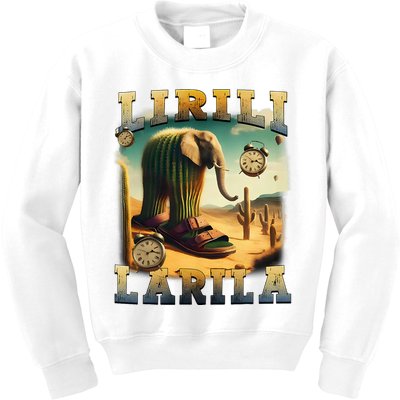 Lirili Larila Funny Italian Brainrot Meme Cactus Elephant  Kids Sweatshirt