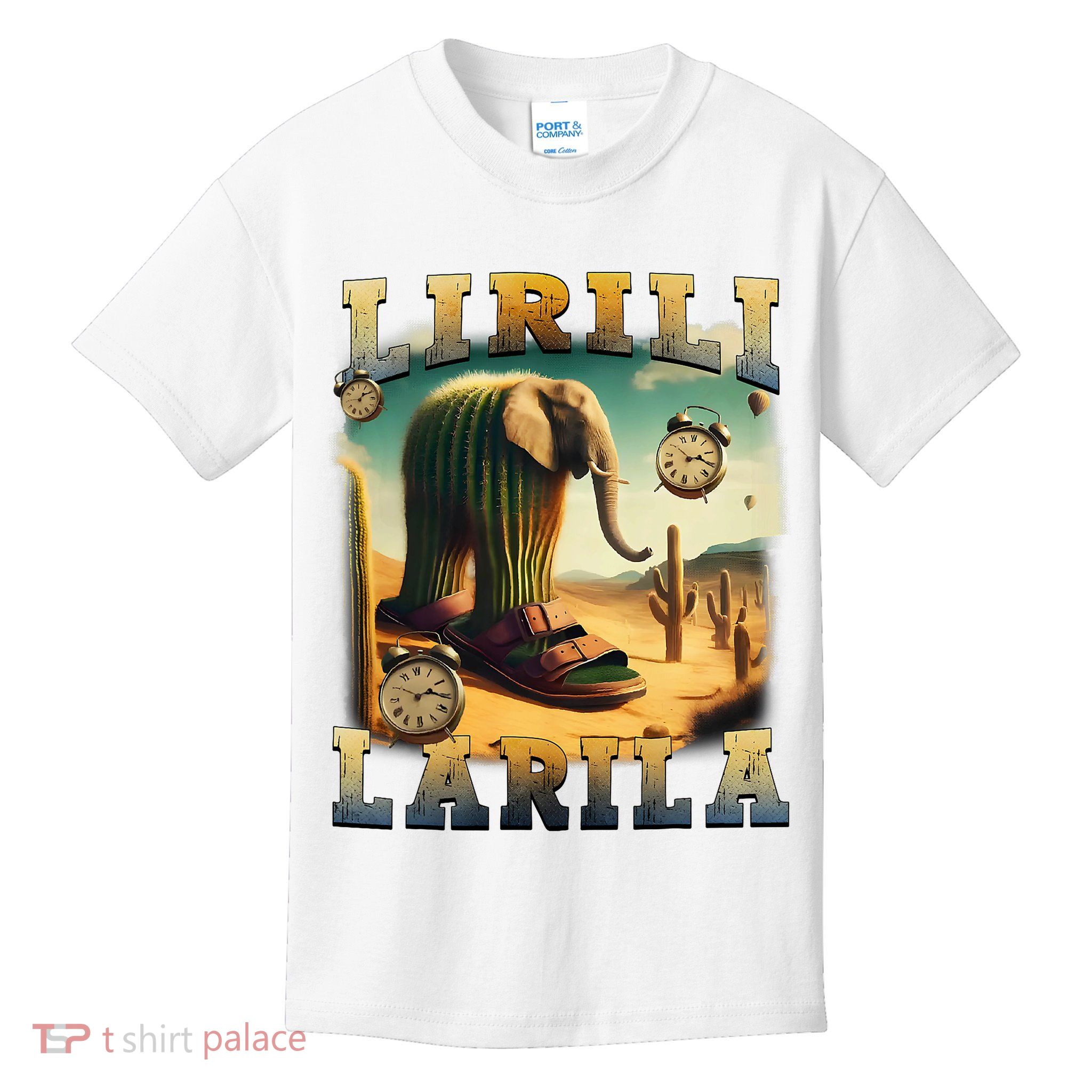 Lirili Larila Funny Italian Brainrot Meme Cactus Elephant  Kids T-Shirt
