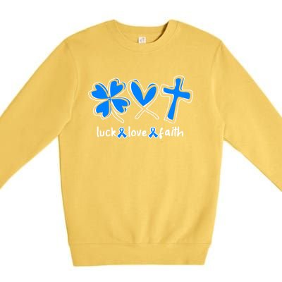 Luck Love Faith Colon Cancer Awareness Gift Premium Crewneck Sweatshirt