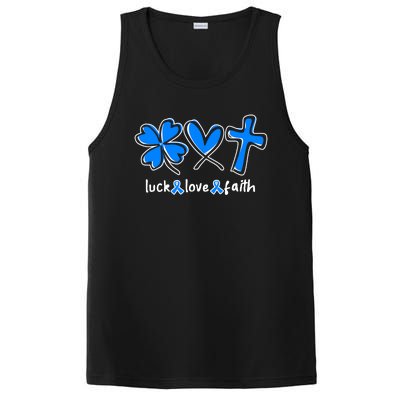 Luck Love Faith Colon Cancer Awareness Gift PosiCharge Competitor Tank