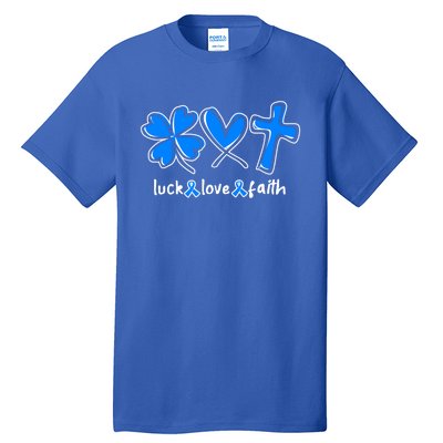 Luck Love Faith Colon Cancer Awareness Gift Tall T-Shirt