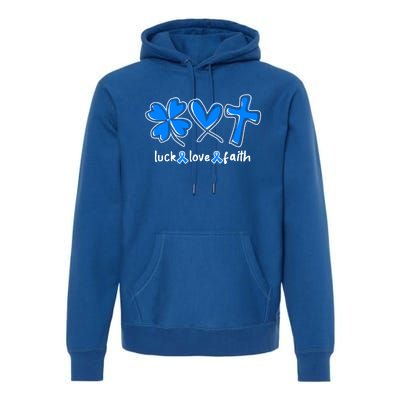 Luck Love Faith Colon Cancer Awareness Gift Premium Hoodie