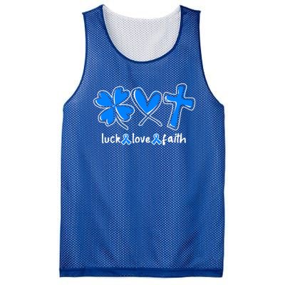 Luck Love Faith Colon Cancer Awareness Gift Mesh Reversible Basketball Jersey Tank