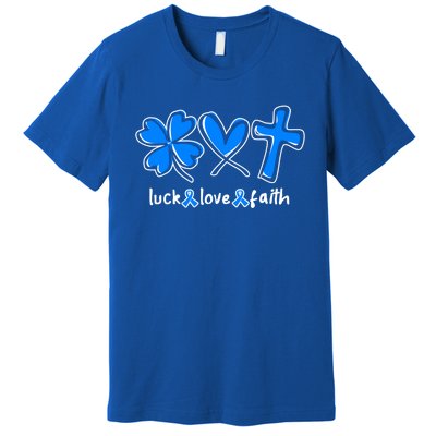 Luck Love Faith Colon Cancer Awareness Gift Premium T-Shirt