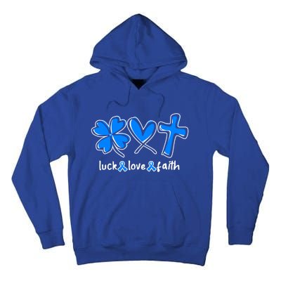 Luck Love Faith Colon Cancer Awareness Gift Tall Hoodie