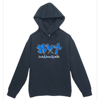 Luck Love Faith Colon Cancer Awareness Gift Urban Pullover Hoodie