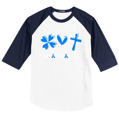 Luck Love Faith Colon Cancer Awareness Gift Baseball Sleeve Shirt