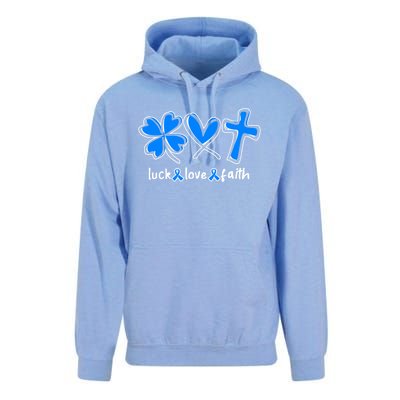 Luck Love Faith Colon Cancer Awareness Gift Unisex Surf Hoodie