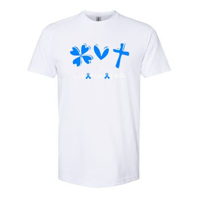 Luck Love Faith Colon Cancer Awareness Gift Softstyle CVC T-Shirt