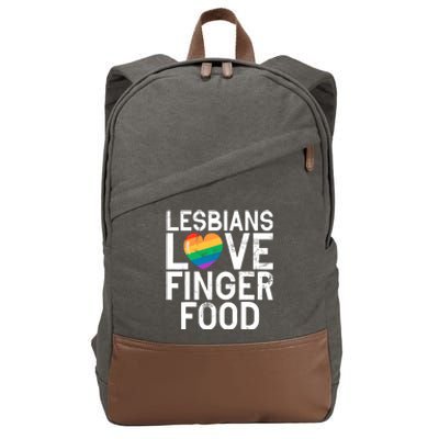 Lesbians Love Finger Food Funny Lesbian Cotton Canvas Backpack