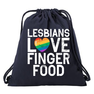 Lesbians Love Finger Food Funny Lesbian Drawstring Bag