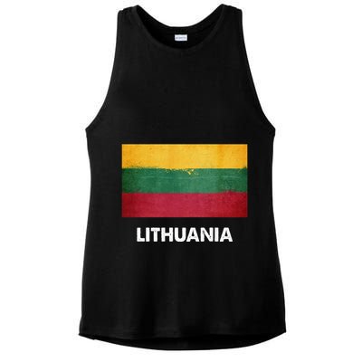 Lithuanian Lithuania Flag Swea Ladies PosiCharge Tri-Blend Wicking Tank