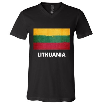 Lithuanian Lithuania Flag Swea V-Neck T-Shirt