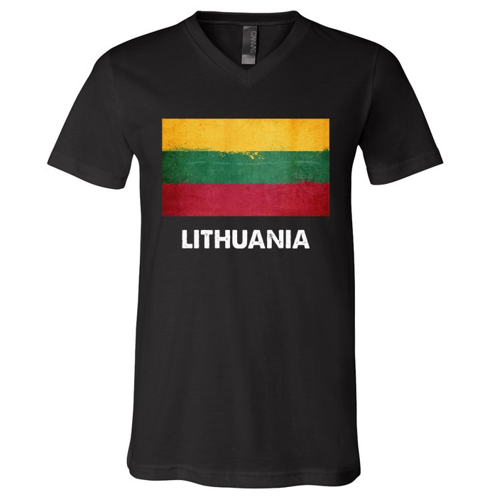 Lithuanian Lithuania Flag Swea V-Neck T-Shirt