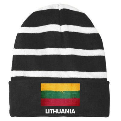 Lithuanian Lithuania Flag Swea Striped Beanie with Solid Band