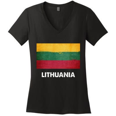 Lithuanian Lithuania Flag Swea Women's V-Neck T-Shirt