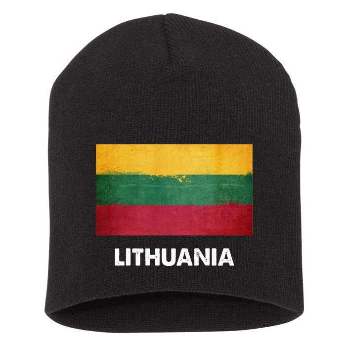 Lithuanian Lithuania Flag Swea Short Acrylic Beanie