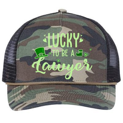 Lucky Lawyer Gift Funny Lawyer Saint Patricks Day Outfit Gift Retro Rope Trucker Hat Cap