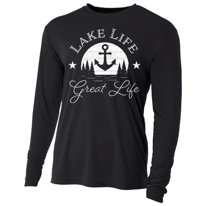 Lake Life Great Life On Water Good Nature Living Happiness Cooling Performance Long Sleeve Crew