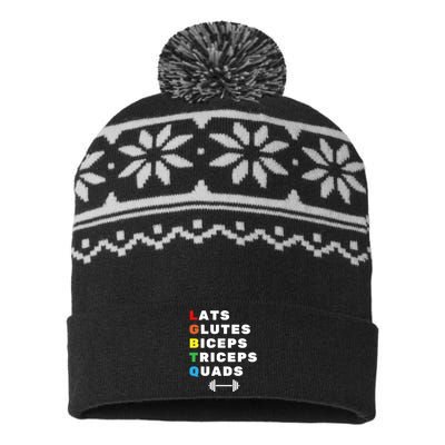 Lgbtq Lats Glutes Biceps Triceps Quads Weightlifting USA-Made Snowflake Beanie