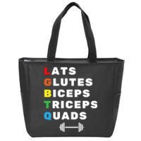 Lgbtq Lats Glutes Biceps Triceps Quads Weightlifting Zip Tote Bag