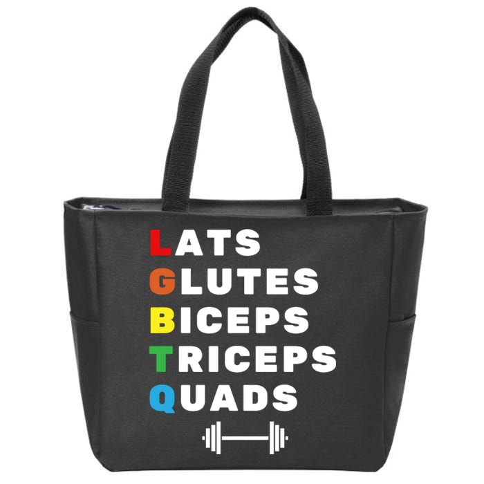 Lgbtq Lats Glutes Biceps Triceps Quads Weightlifting Zip Tote Bag